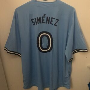 Beautiful Rare Powdered Blue Andres Gimenez Blue Jays Jersey SZ XL SGA /15000🔥